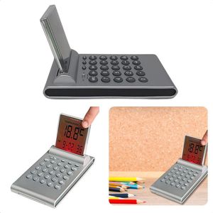 Cheqo® Multifunctionele Alarm Klok met Push-Up LCD Display - 8,5 cm - Digitale Wekker - Rekenmachine - Met Radio - Met Kalender - Met Thermometer - Met Stopwatch