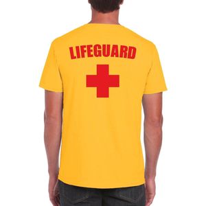 Lifeguard / strandwacht verkleed t-shirt / shirt geel voor heren - Bedrukking aan de achterkant / Reddingsbrigade shirt / Verkleedkleding / carnaval / outfit XL