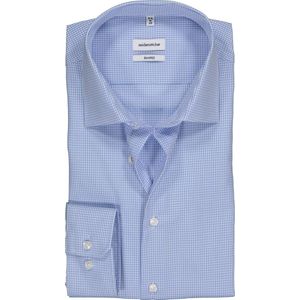 Seidensticker shaped fit overhemd - lichtblauw met wit geruit - Strijkvrij - Boordmaat: 41