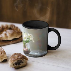 Magische Mok - Foto op Warmte Mokken - Koffiemok - Vaas - Eieren - Bloemen - Magic Mok - Beker - 350 ML - Theemok