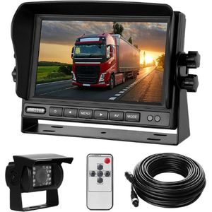 Achteruitrijcamera - met 7 inch LCD-Monitor - 170° groothoek - IP68 waterdicht - voor vrachtwagens en bussen - 18IR nachtzicht - met Afstandsbediening