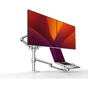 Alberenz Dubbele Monitor Arm - Laptop Standaard - Zilver - Ergonomisch Ontwerp