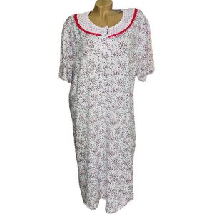 Dames nachthemd korte mouw 6530 met bloemenprint XXXL roze
