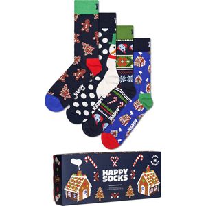 Happy Socks Dames Heren Sokken Gingerbread Giftbox Kerstsokken 4-Pack - Maat 36-40