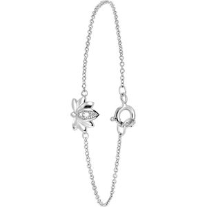 Lucardi Dames Zilveren armband lotus met zirkonia - Armband - 925 Zilver - Zilverkleurig - 18 cm