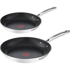 Tefal Duetto+ - Pannenset - Koekenpannen - Ø24/28cm - Geschikt voor alle warmtebronnen - Anti-aanbaklaag - RVS