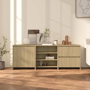 The Living Store Opbergkasten - Sonoma eiken - Bewerkt hout - Dressoirs (70x40x75 cm)