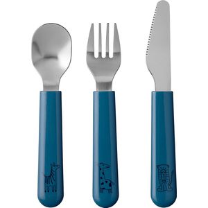 Mepal Mio kinderbestek – 3-delig, vork, mes en lepel – Roestvrij staal – Kinderservies – Deep blue