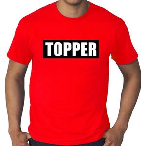 Grote maten Topper in kader shirt heren rood / Rood Topper t-shirt plus size heren XXXL