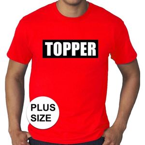 Toppers Grote maten Topper  in kader shirt heren rood  / Rood Topper t-shirt plus size heren XXXL