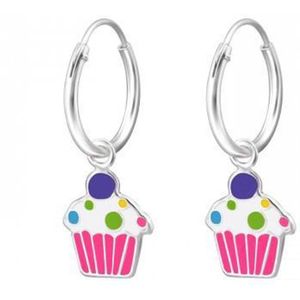 WeLoveSilver ""Zilveren Oorringen met hanger, cupcakes"" 925 sterling zilver | Zilveren kinderoorbellen