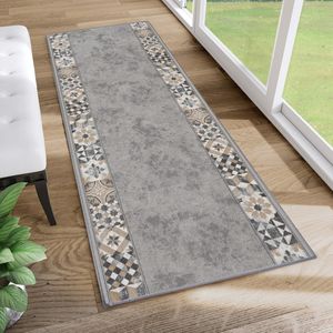 Tapiso Antislip Rubber Loper Vloerkleed Mat Lichtgrijs Gang Woonkamer Rubbermat Tapijt Maat- 80x1150