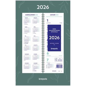Brepols Week omlegkalender 2026 - Fantasy - Week begint op maandag - 20 x 31 cm - Groen