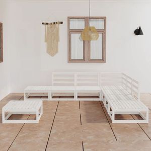 The Living Store Tuinset Grenenhout - Wit - 70 x 70 x 67 cm - Modulaire loungeset