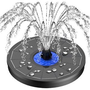 Waterfontein Zonnefontein opgewaardeerd 100% glazen paneel 35 W fontein op zonne-energie met 7 spuitmond en 4 fixeer zonne-vogelbadfontein voor vogelbad vijver vistank tuin - geen batterij nodig (zwart)