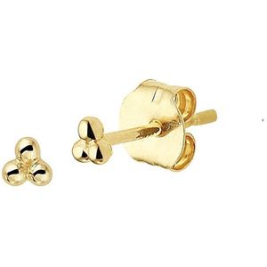 YO&NO - Oorbellen -  Goud - Oorknoppen - 3 Bolletjes - 2.5mm - 2.5mm - Sieraden Vrouw - 14K -  Goud 585