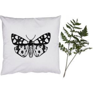 Sierkussens - Kussentjes Woonkamer - 50x50 cm - Vlinder - Botanisch - Vintage - Zwart wit
