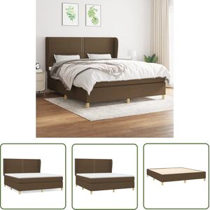 The Living Store Boxspring met matras stof donkerbruin 160x200 cm - Boxspringbed - Boxspring - Donkere Bruine Bed - Houten Bed Frame - Pocketed Spring Mattress