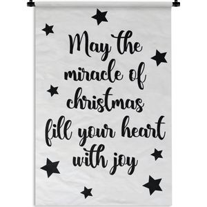 Wandkleed Quotes kerst - Prachtig kado voor kerst - May the miracle wit Wandkleed katoen 60x90 cm - Wandtapijt met foto