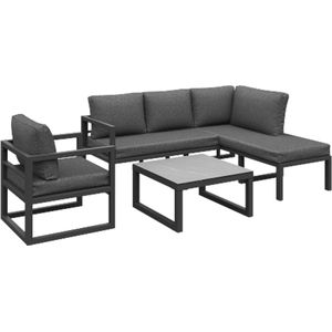 Tuinmeubelset, tuin loungeset, hoekbank met gegalvaniseerd ijzeren frame, verstelbare poten, grijs