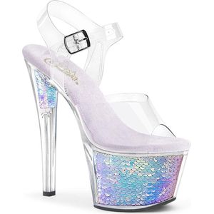 Pleaser - SKY-308MC Sandaal met enkelband, Paaldans schoenen - US 7 - 37 Shoes - Wit/Multicolours