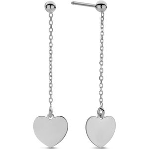New Bling - 9NB-1423 - zilveren oorbelhangers met hartje - 925 sterling silver - rhodium plated