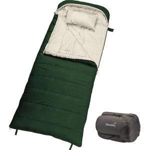 Skandika Oppdal Slaapzak – Dekenmodel slaapzakken – Unisex - Deken slaapzak voor volwassenen, 3 seizoenen, compact, licht, rechthoekig - tot 7 °C, 230 × 90 cm - Outdoor, kamperen, wandelen, logeren – groen