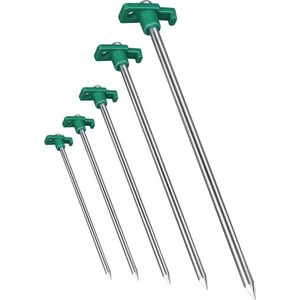 Anti-roest rots grondpennen groen zilver Ø 07 cm 25 cm lengte - gegalvaniseerd staal - bevestiging & bevestiging - 16 stuks