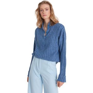 Trendyol Camel Oversize Knoop Gedetailleerde Staande Kraag Breiwerk Trui