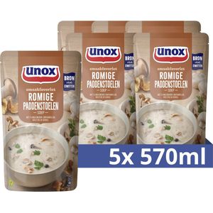 Unox Smaakfavoriet Soep in Zak - Romige Paddenstoelen - 5 x 570 ml - Voordeelverpakking