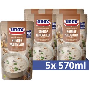 Unox Smaakfavoriet Soep in Zak - Romige Paddenstoelen - een paddenstoelensoep met duurzaam verbouwde groenten en kervel - 5 x 570 ml