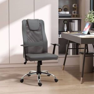 Bureaustoel Roterende stoel Hoogte Verstelbare Chief fauteuil bureau stoel ergonomisch synthetisch leer grijs 66 x 73 x 108-118 cm