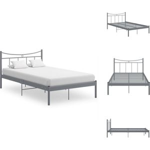 vidaXL Metalen Bedframe - Grijs - 208 x 126 x 88.5 cm - Geschikte matras 120 x 200 cm - Montage vereist - Bed