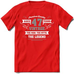 47 Jaar Legend T-Shirt | Zilver - Wit | Grappig Verjaardag en Feest Cadeau | Dames - Heren - Unisex | Kleding Kado | - Rood - XXL
