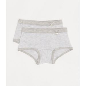 Woody - Meisjes shorty - duopack, wit-grijs gestreept - Basis ondergoed - 4 jaar