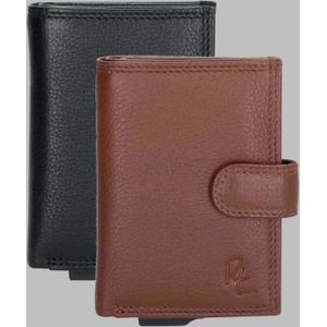 Smart Wallet - Leren Portemonnee Heren - Pasjeshouder Mannen - Portemonnee Jongens - Portefeuille Heren - RFID Beveiligd - Wax Pull-Up Leer - Zwart