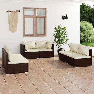 The Living Store Loungeset - Tuinmeubelen - Bruin - PE-rattan