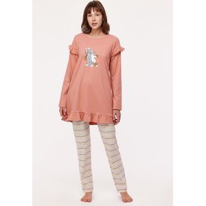 Woody pyjama meisjes/dames - oudroze - haas - 232-10-TUL-S/443 - maat S