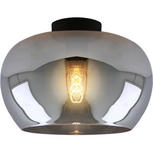 Olucia Vidro - Design Plafondlamp - Aluminium/Glas - Grijs;Zwart - Ovaal - 30.5 cm
