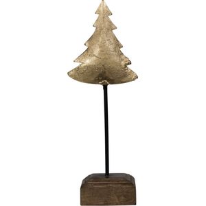 Mars & More - Staande Kerstboom - Antiek Goud - Metaal Mangohout - 45cm