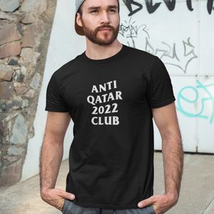 WK T-shirt - Anti Qatar 2022 Club - Zwart Heren (MAAT M) - WK Feestkleding
