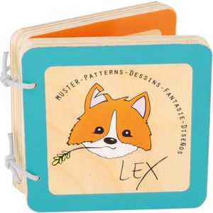 Houten baby boekjes / Plaatjes boek - Lex de vos (patronen) - interactief - FSC® - Baby speelgoed vanaf 1 jaar