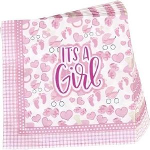 Servetten Girls 33 X 33 Cm Papier - servet hartjes it's a girl 20 33X33 CM