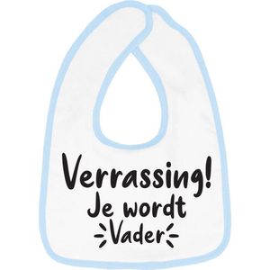 Hospitrix Slabbetje met Tekst ""Verrassing Je Wordt Vader!"" Blauw - Cadeau Zwangerschap - Baby Kwijldoek - Kwijllap - Morslap - Bavette - Bekendmaking - Aankondiging - Aanstaande Moeder - Moederdag