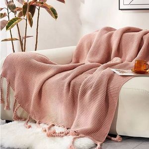 Kleed Myrina - Plaid - Warm - Sprei - Deken - Roze - 130 * 170 cm - Franjes