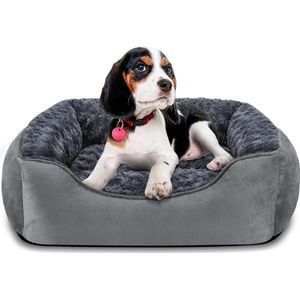 Kattenmand behaaglijk ultrazacht huisdierbed voor kleine honden en katten S (51 x 48 x 18 cm) grijs met wollige hondenmand