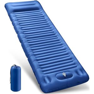 Zelfopblazende slaapmat, 12 cm hoog, campingluchtmatras met geïntegreerd kussen, outdoor-campingmat, slaapmat, kleine verpakkingsgrootte met voetpomp, luchtcelmat, opblaasbaar