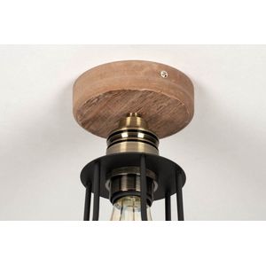 Lumidora Plafondlamp 73494 - Plafonniere - RIEK - E27 - Zwart - Bruin - Messing - Metaal - ⌀ 15 cm
