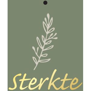 Cadeaukaartje - “Sterkte” - 20 Stuks - 7mm x 7mm - Wenskaartje - Met boorgaatje - Serie: GOLDY - Metallic goud relief - Kadokaartjes