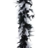 Carnaval verkleed veren Boa kleur zwart/witte mix 2 meter - Verkleedkleding accessoire